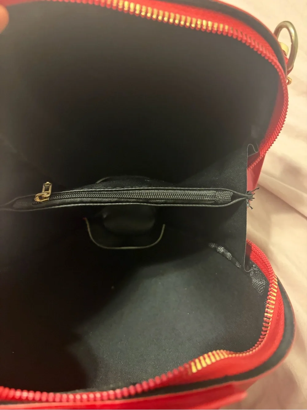Red Apple Crossbody Bag with Green Leaf Accent